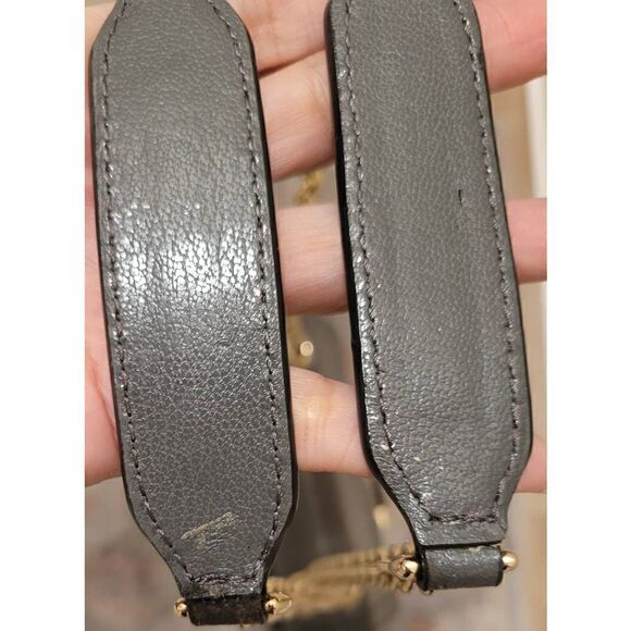 Diane Von Furstenberg Gray Leather Chain Shoulder Crossbody Handbag - Picture 7 of 9